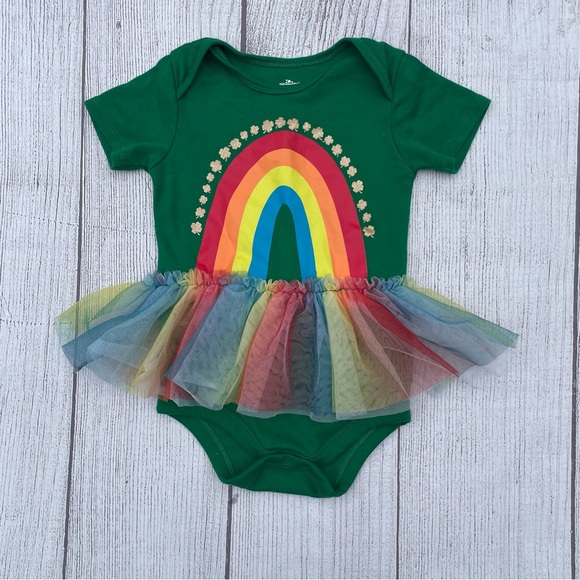 🍀 St. Patrick’s Day Themed Green Rainbow Tutu Onesie 24 Months - Picture 1 of 6